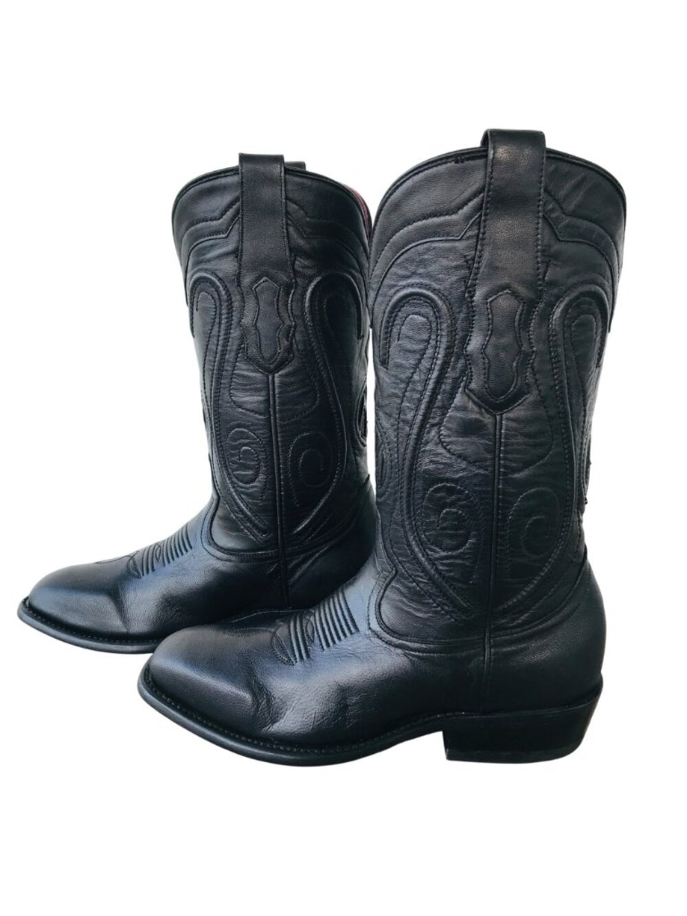 Montana San Angelo Womens Black Corded Cowboy Western Boots 8 W M2136 - Picture 2 of 13